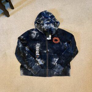 Harley-Davidson Cropped Zip Hoodie Grey&White Tie Dye Orange Logo Sz 2XL